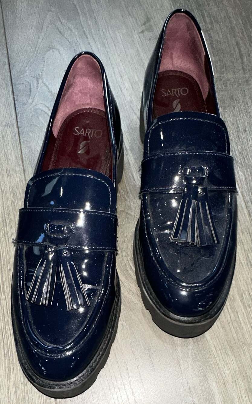Franco Sarto Women's Carolynn Patent Tassel Lug Sole Platform Loafers